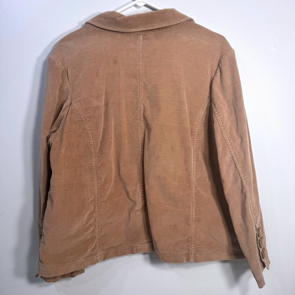 Womens Tan Corduroy Blazer Y2K Jacket Button Front Pocket S: 18 20 Boho Academia - Picture 4 of 7